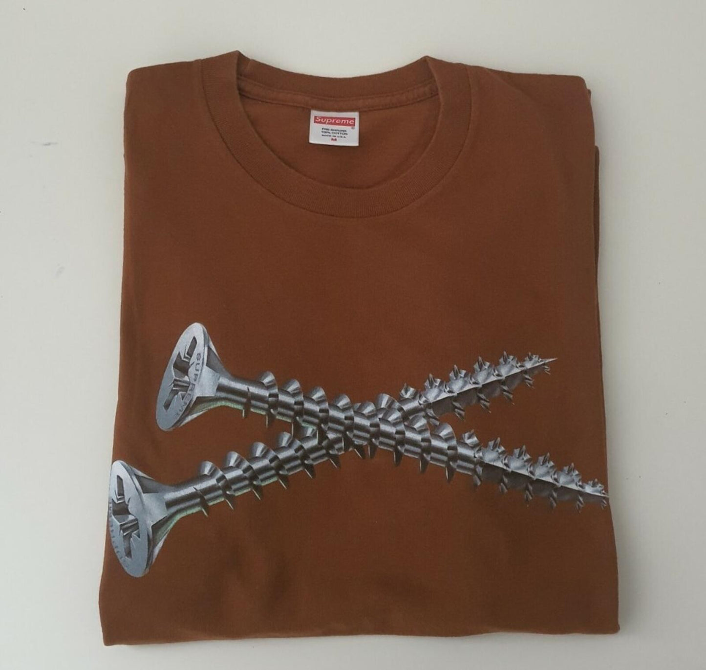 FW16 Supreme Screw brown Tee size M medium T-shirt