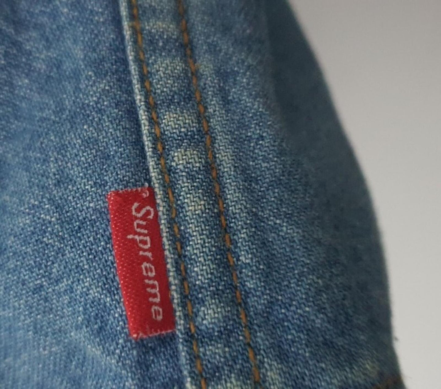SS14 Supreme hooded denim parka size S small blue jacket Rare Vintage