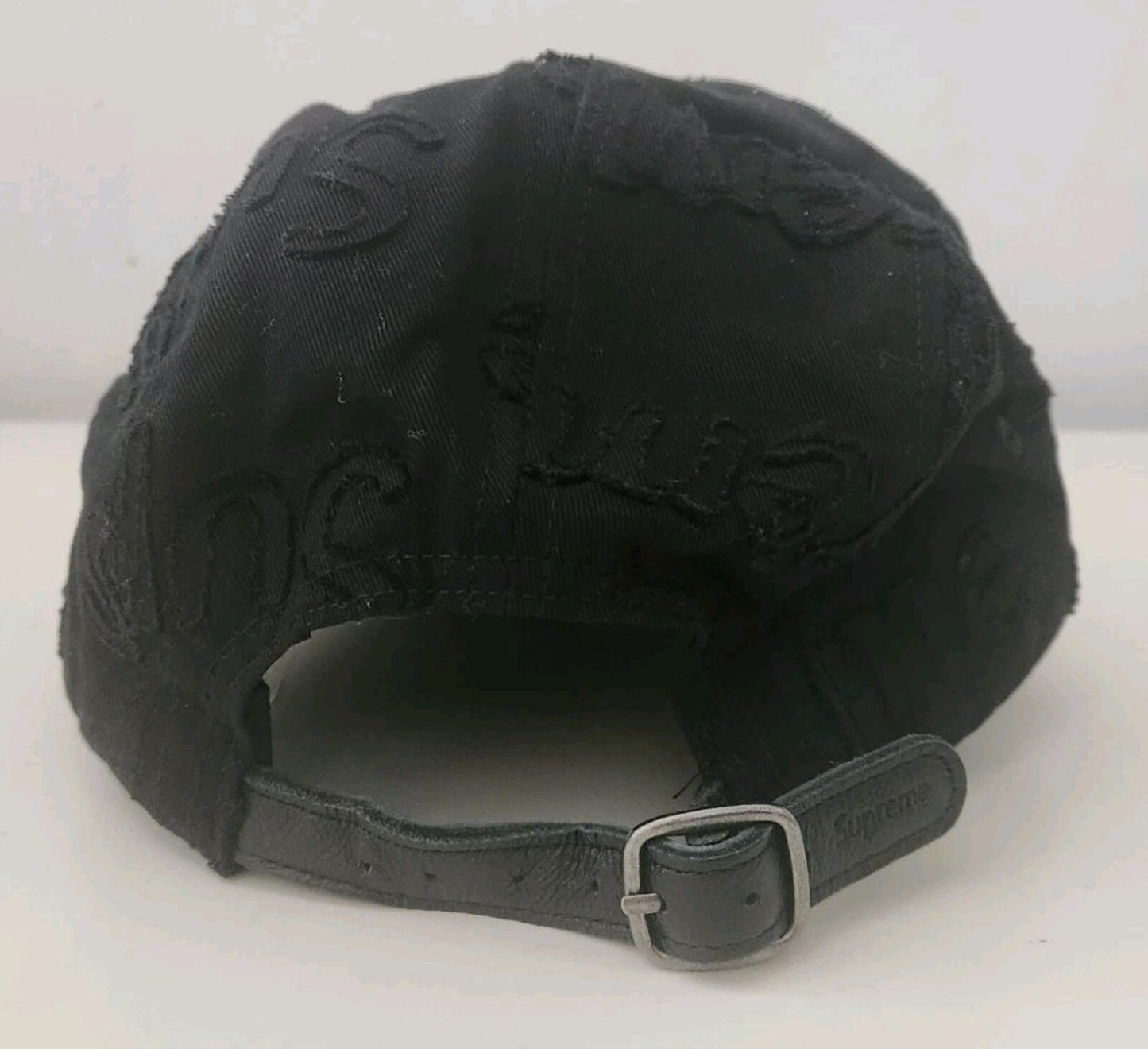 SS23 Supreme Lasered Twill camp cap black hat