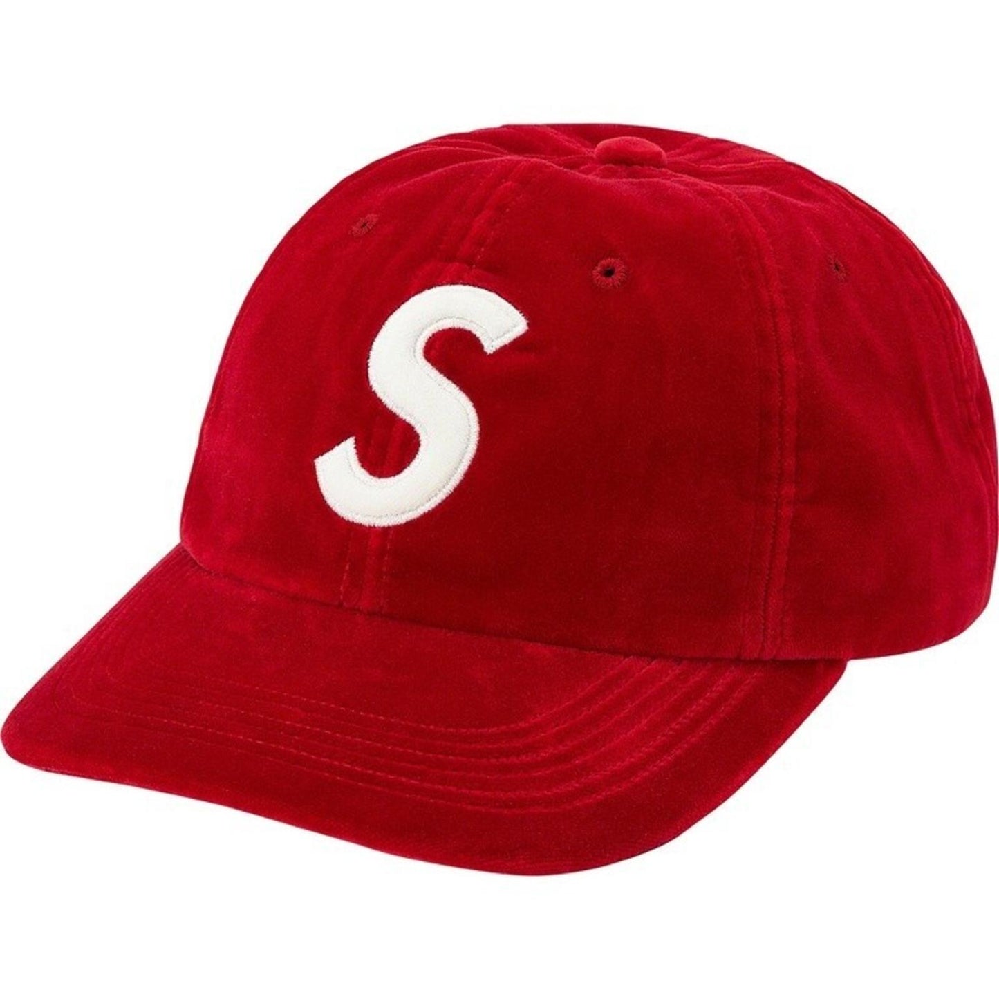 FW20 Supreme S Logo Velvet 6-panel Cap Red