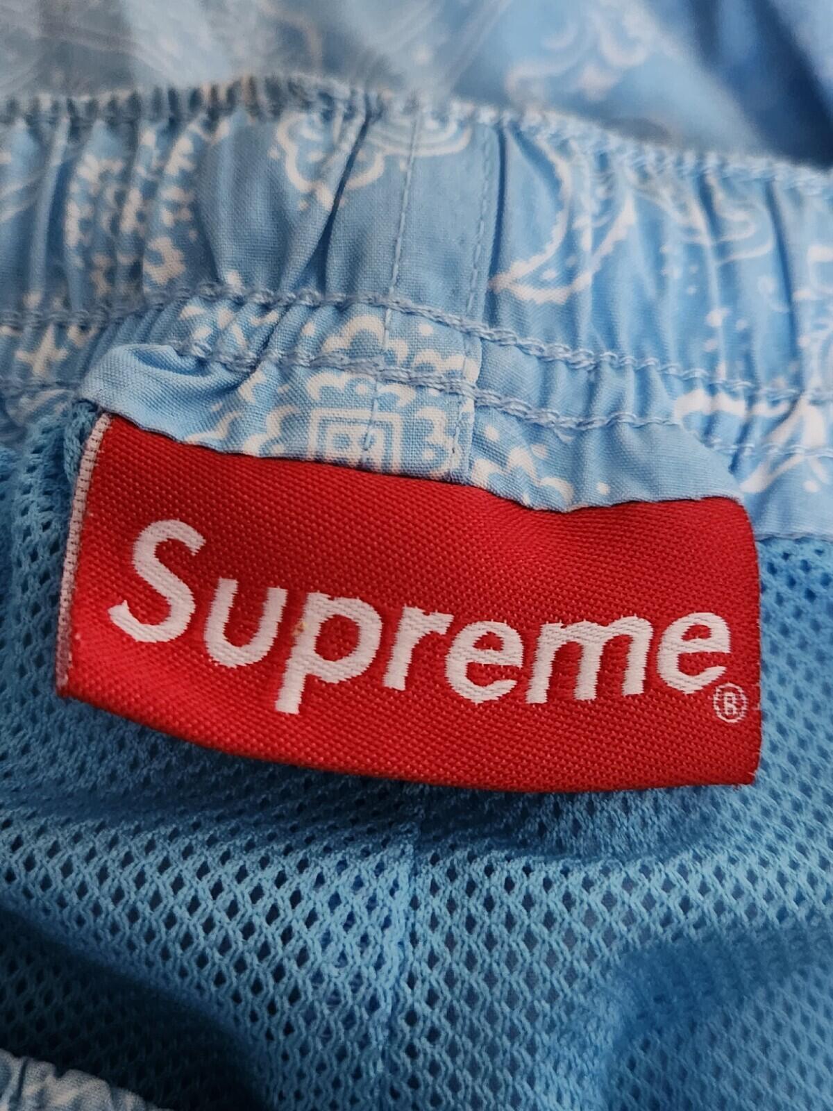SS18 Supreme Bandana Track Pant Light Blue Trousers Size S Small Nylon Pant