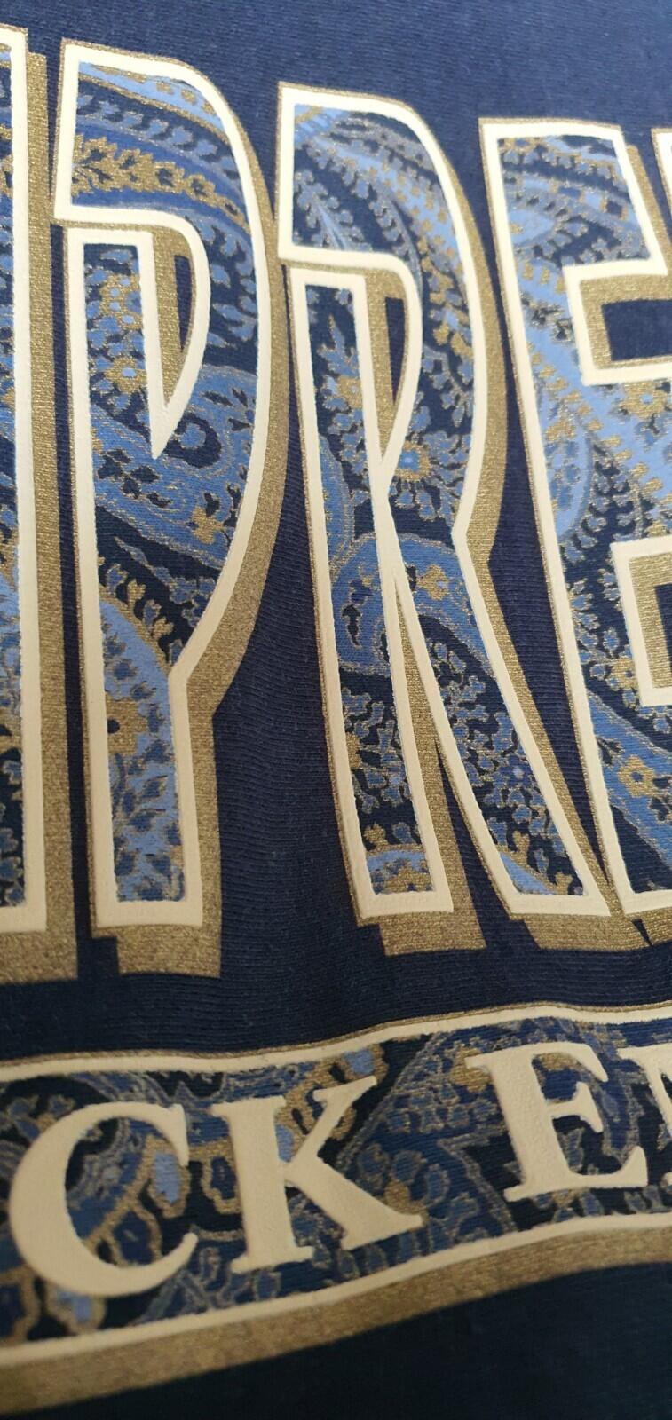 Sudadera con capucha FW17 Supreme FUC K EM ALL talla M mediana azul marino