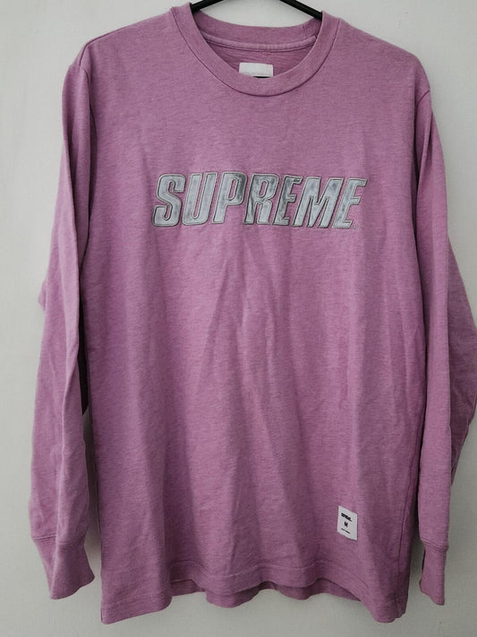 FW17 Supreme Reflective L/S Top Tee Rosa Talla S
