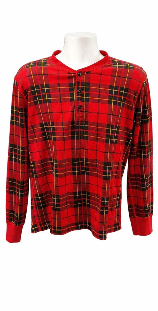 FW14 Supreme Tartan Henley L/S Top Cuadros Rojos Talla M