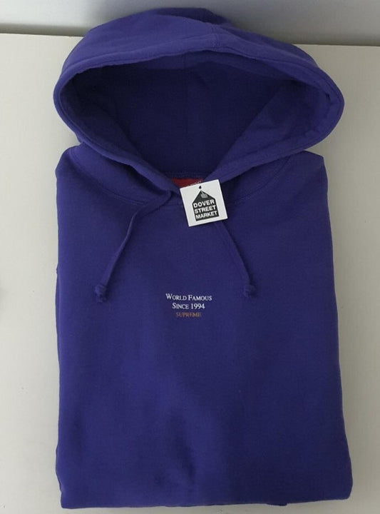 SS23 Supreme World Famous Micro Logo Purple Kapuzenpullover Hoodie M medium