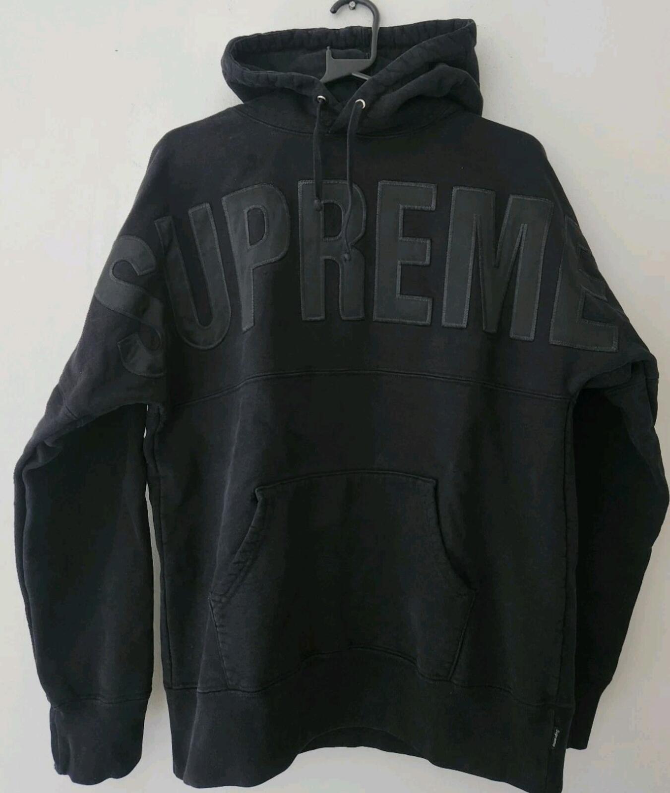 FW14 Supreme Banner black hooded sweatshirt size M medium hoodie Rare Pullover