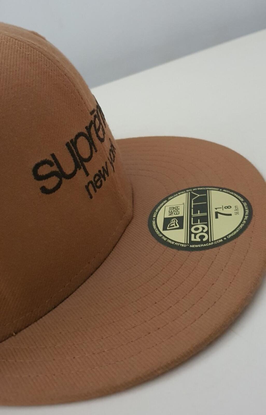 FW10 Supreme Classic Logo New Era brown hat cap 7 1/8 vintage 2010 Very Rare