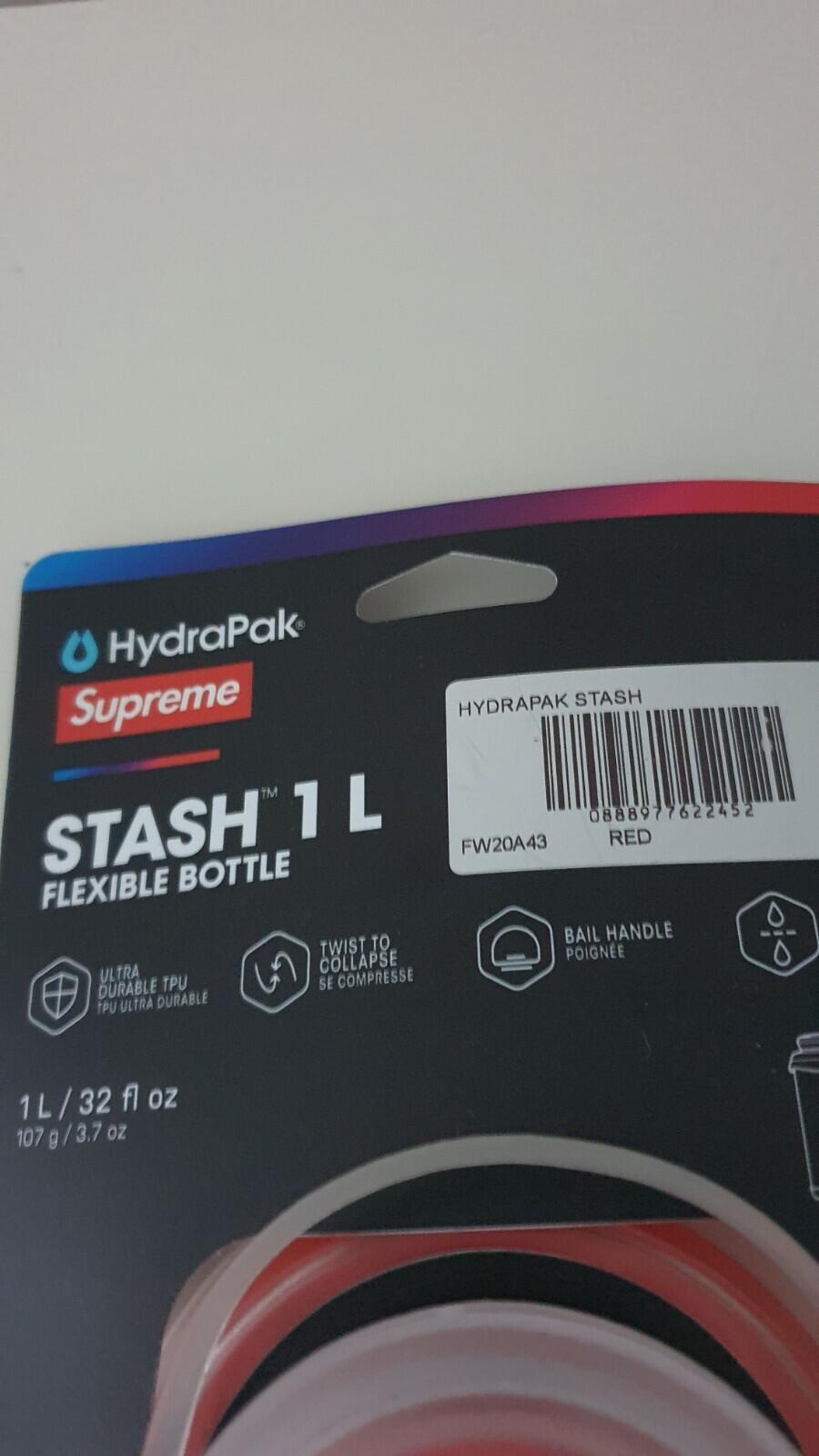 FW20 Supreme HydraPak Stash 1.0L Wasserflasche rot flexibel Neues Accessoire