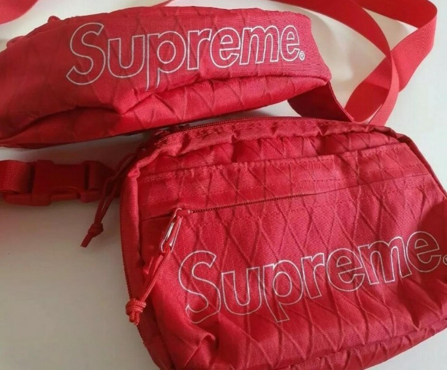 FW18 Supreme red waist and shoulder bags Water and Abrasion resistant
