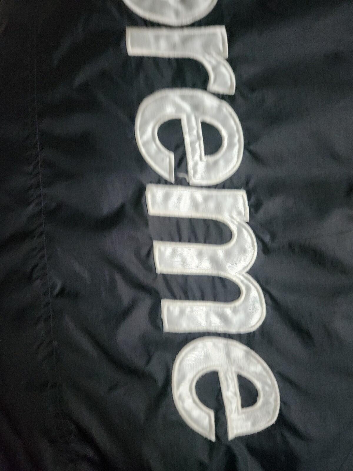 FW15 Supreme 2Tone Hooded Sideline Jacket Black Tackle Twill Logo White M Medium