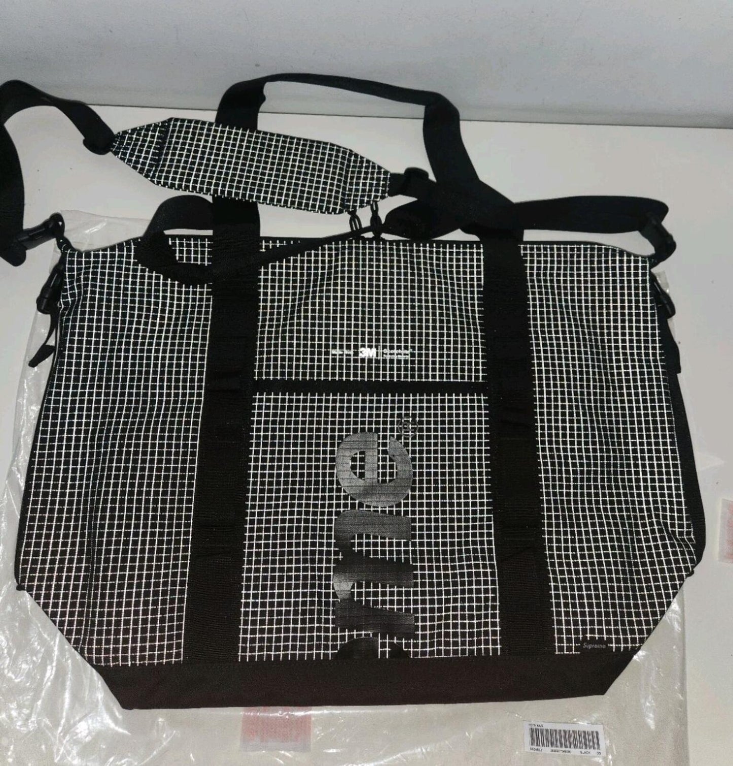 SS24 Supreme tote bag water resistant nylon black duffle holdall