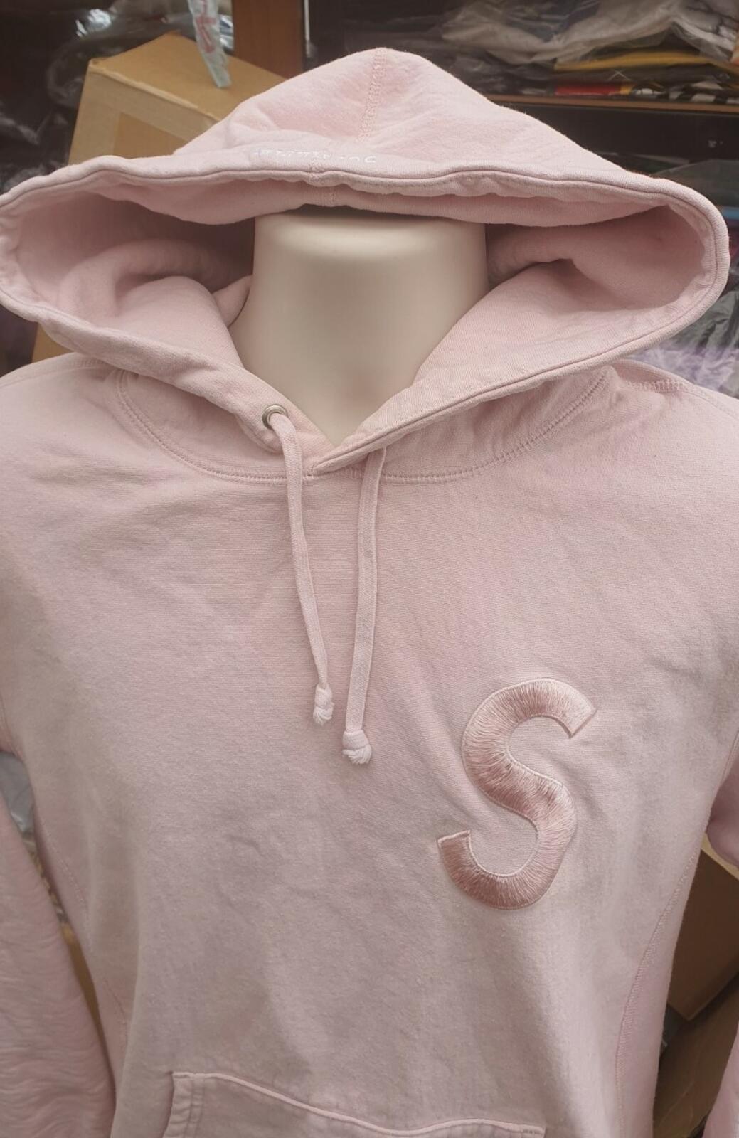 FW17 Supreme Tonal S Logo Hooded Sweatshirt Pink Size M
