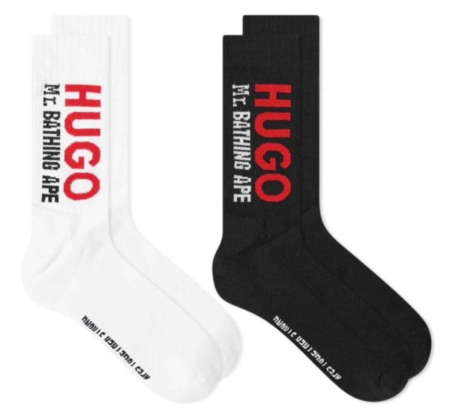 HUGO x Mr. BATHING APE socks set M 25-27cm UK 5-8.5 EU 39-42 white black 2 pack