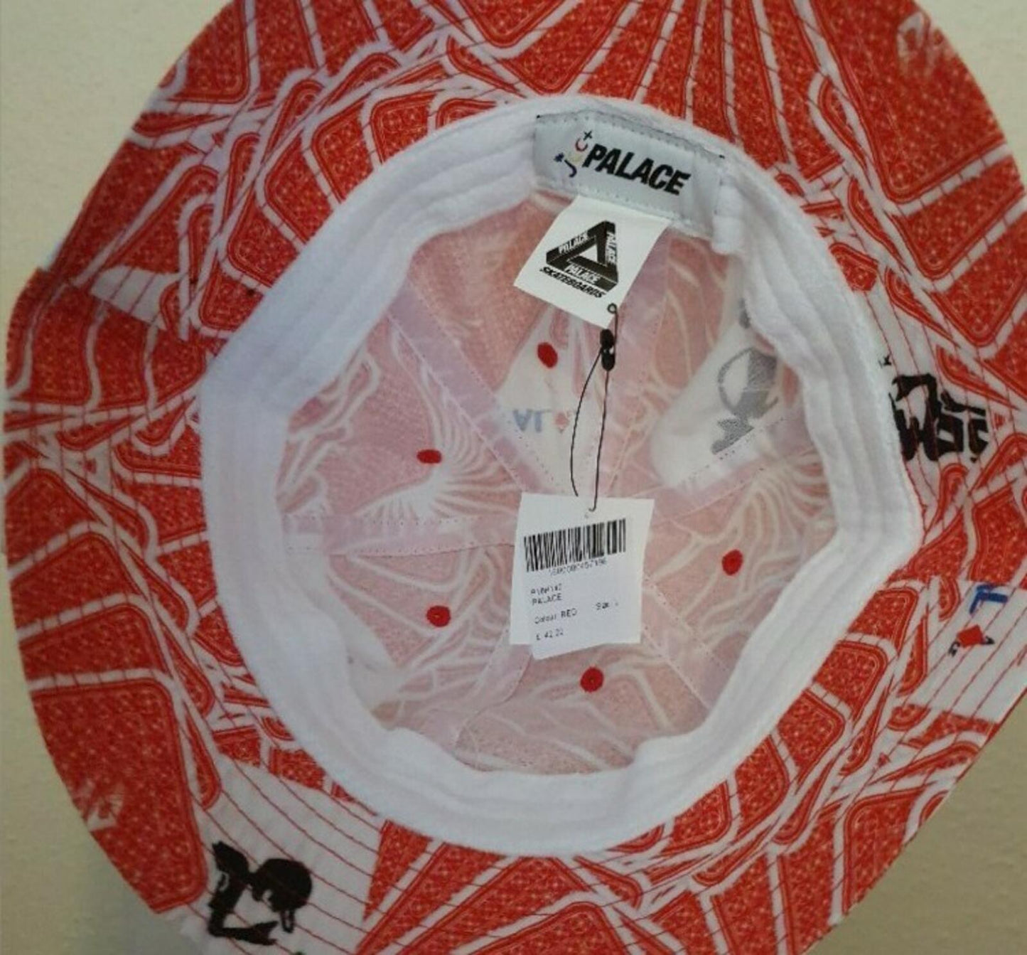 Palace x JCDC roter Fischerhut Crusher Palace Skateboards Cards Selten Neu mit Etikett