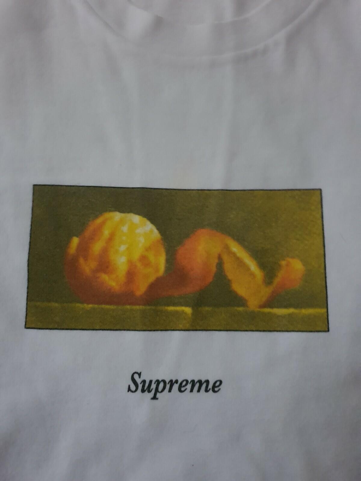 FW15 Supreme Peel white tee size XL T-shirt orange Rare