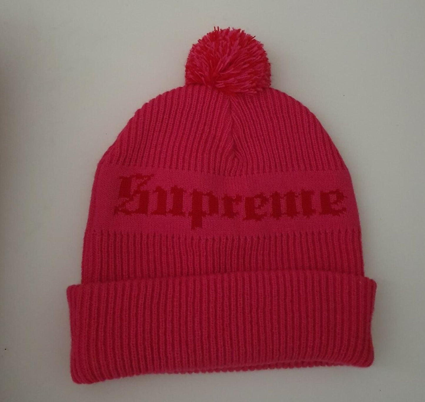 FW16 Supreme Old English beanie hot pink Hat