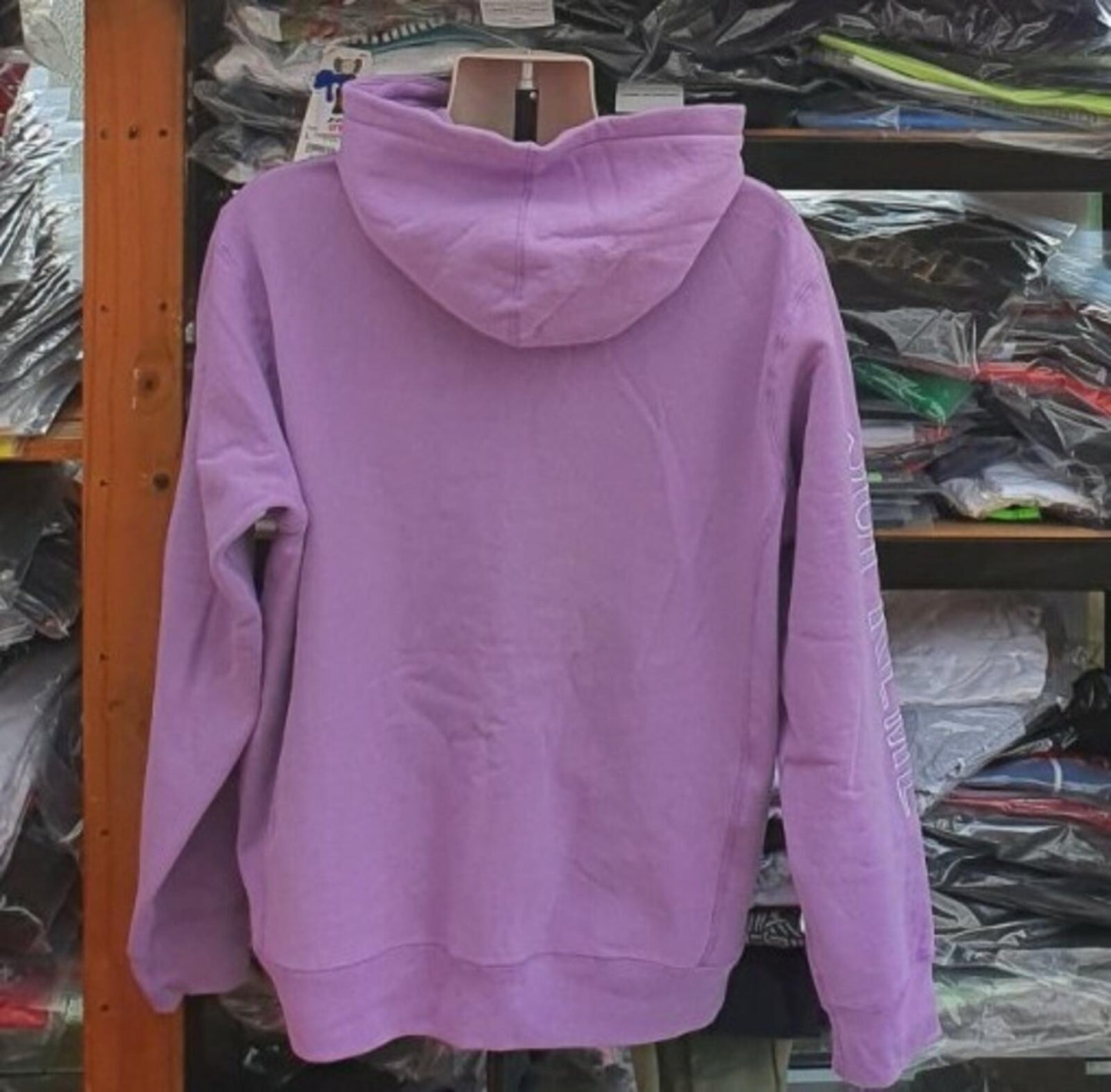 SS18 Supreme Sleeve Embroidery Hooded Sweatshirt Violet Size L
