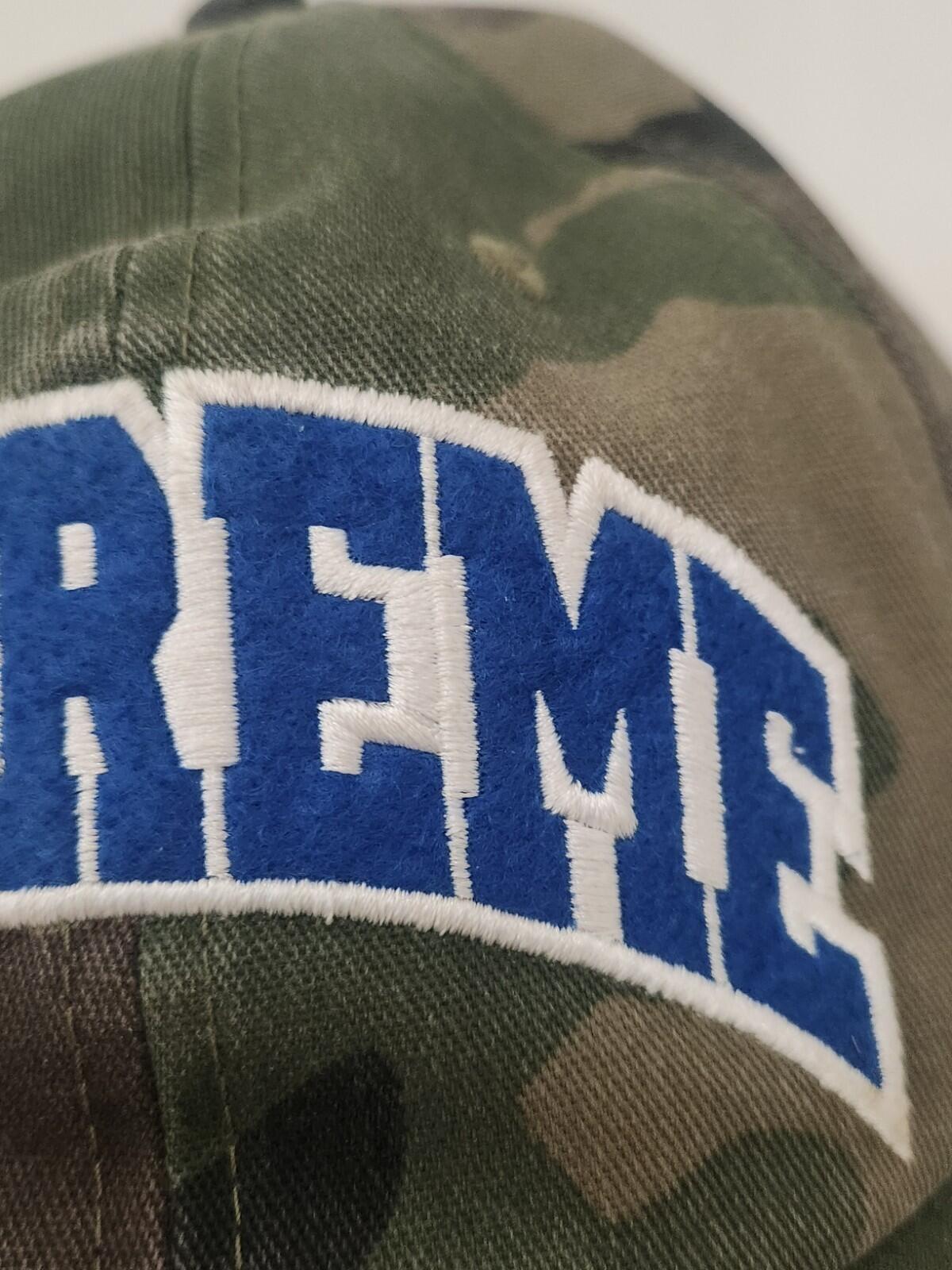 FW24 Supreme Felt Arc 6 panel Woodland Camo Cap Green Hat Camouflage