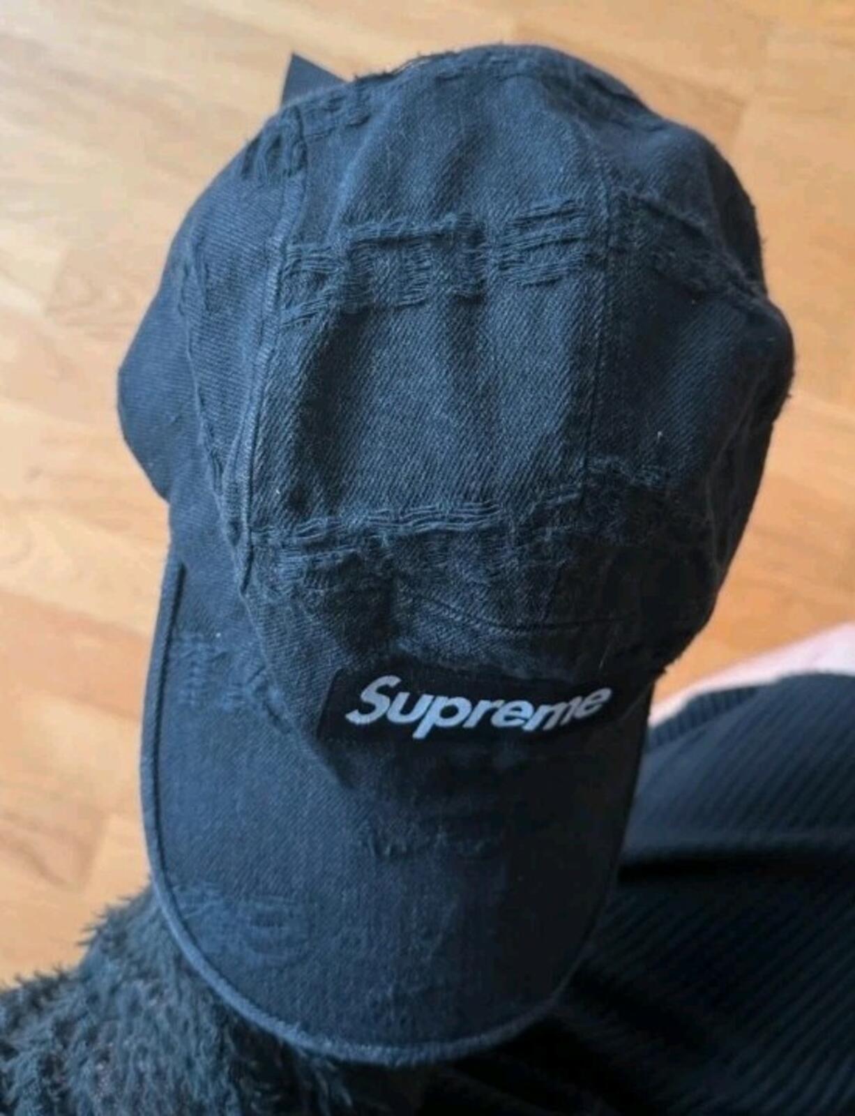 FS21 Supreme Frayed Logos Denim Camp Cap Schwarz
