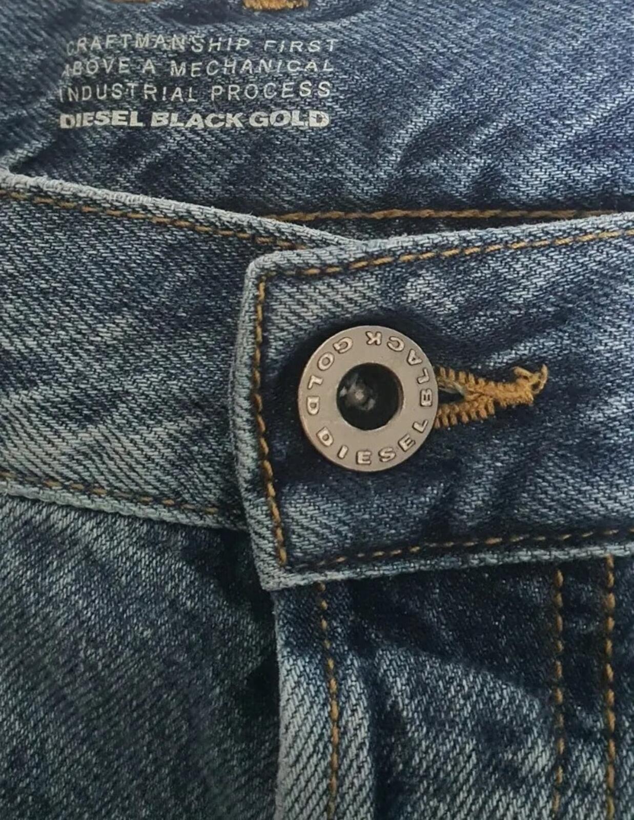DIESEL Black Gold Graffity Print Jeans Denim Blue Size 30 W30 L30