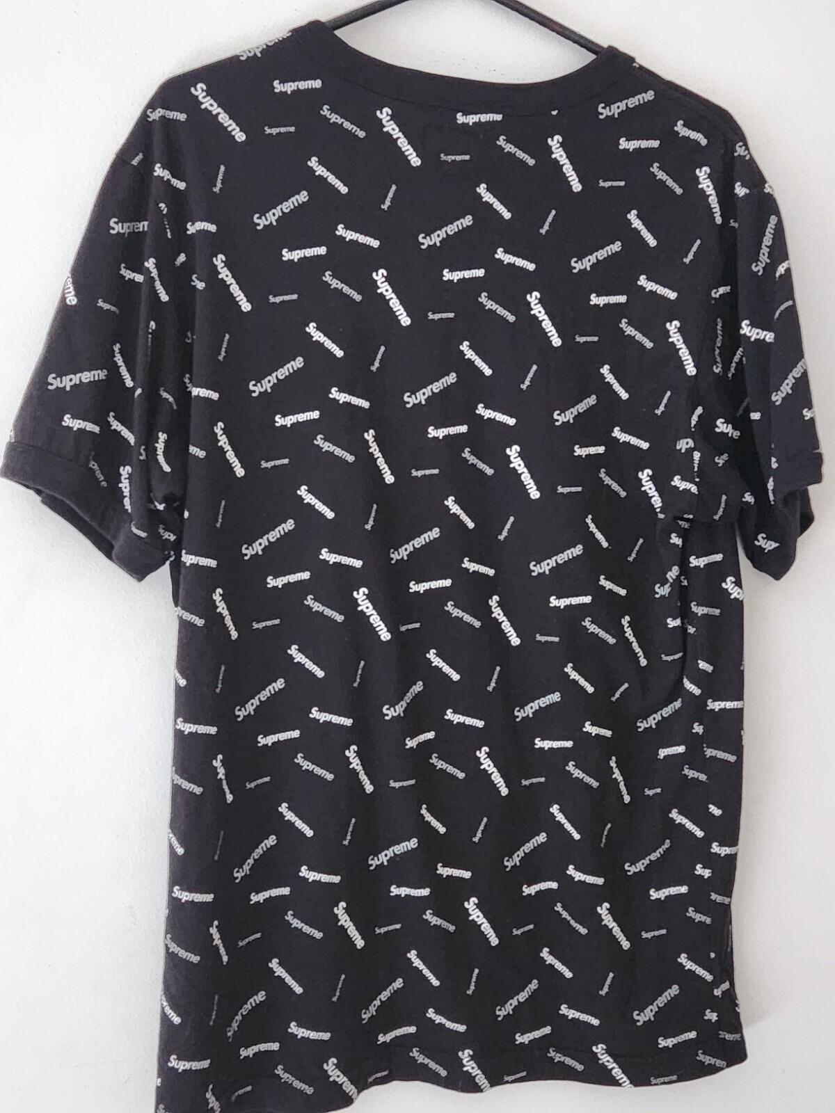 FW18 Supreme Scatter Ringer Tee size M medium Black White Logos T-shirt