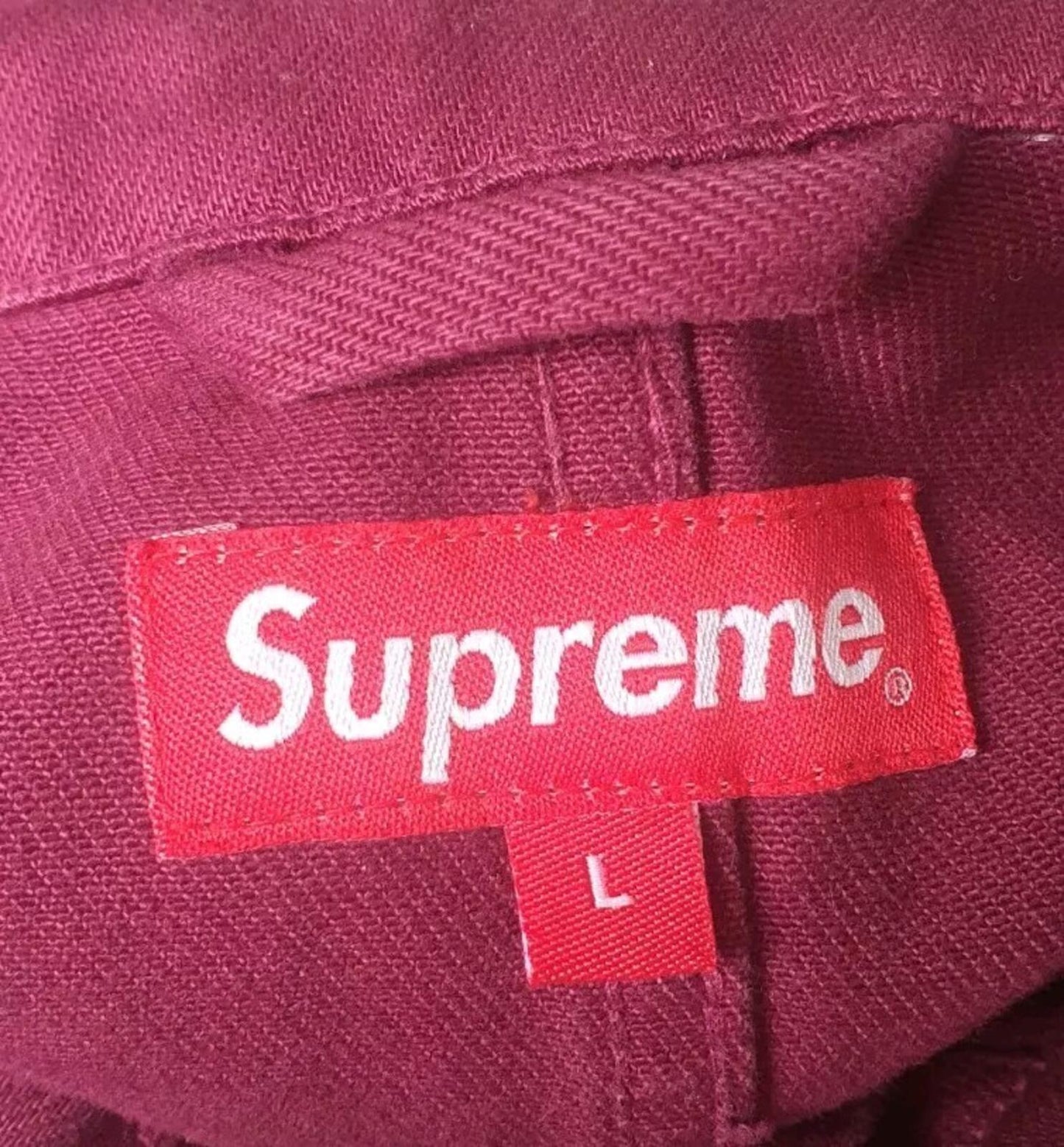SS18 Supreme NY Tapestry Denim Chore Coat Size L Large Jacket Maroon