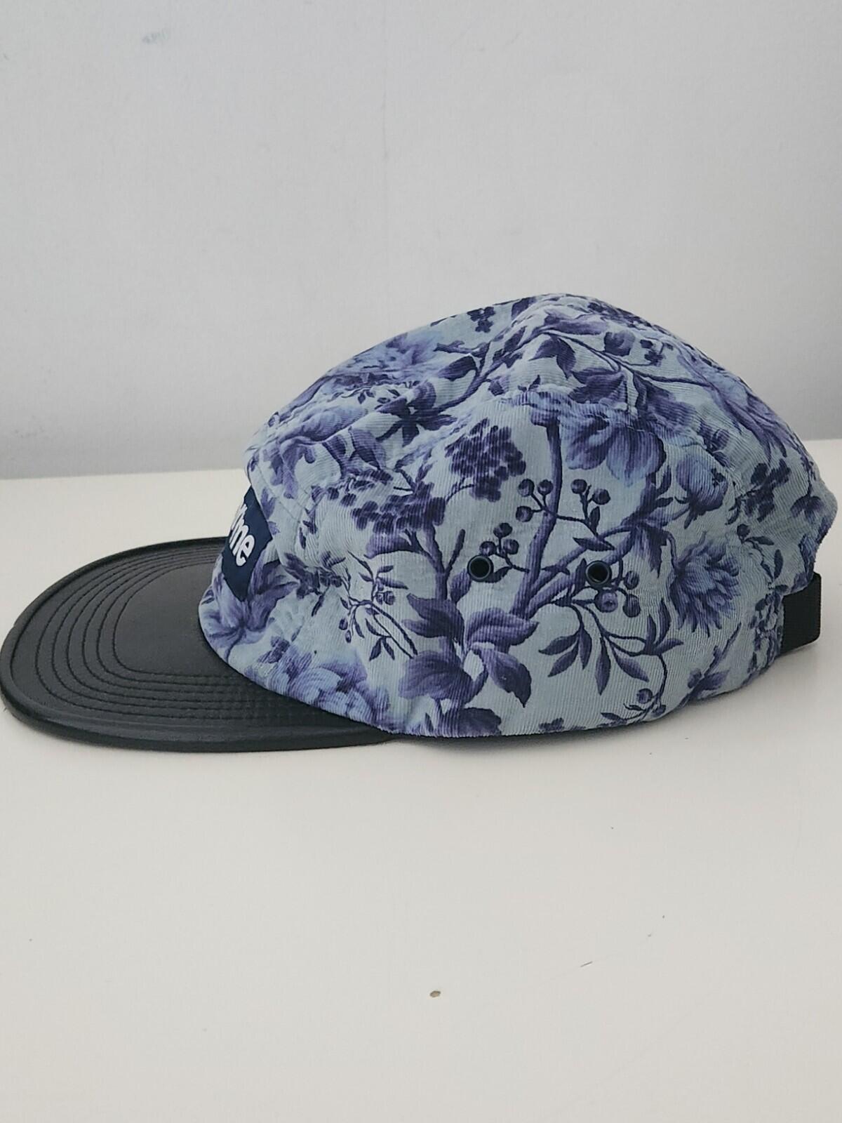 FW12 Supreme x Liberty Art Fabrics Floral Camp Cap vintage hat Leather Visor