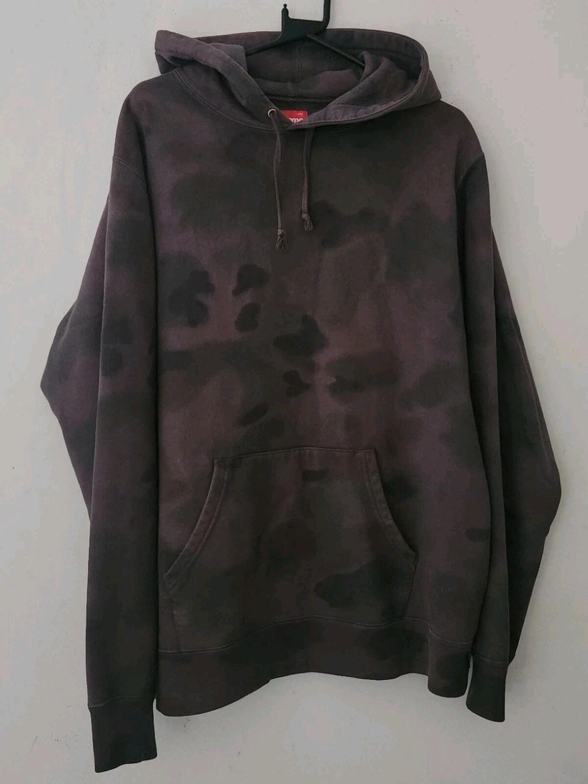 SS20 Supreme Overdyed Hooded Sweatshirt Size L Large hoodie Black Painted Camo
