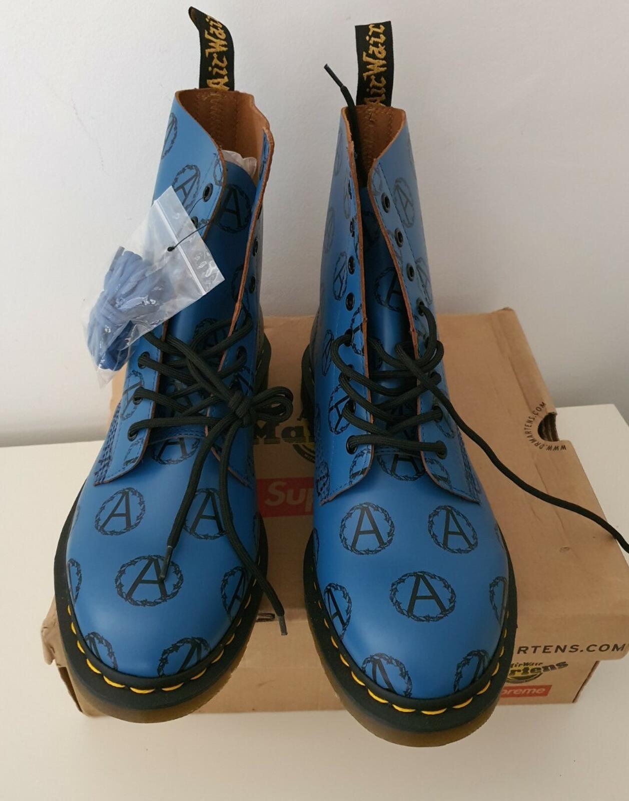 FW16 Supreme Undercover Dr. Martens 8-Eye anarchy blue boots UK 10 EUR 45 US 11