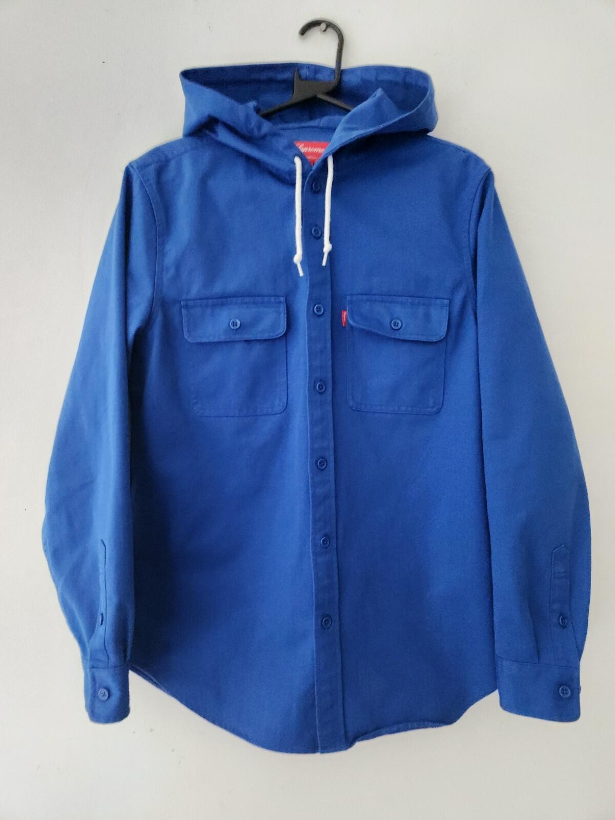 FW13 Supreme Hooded Twill Shirt Blue Size M