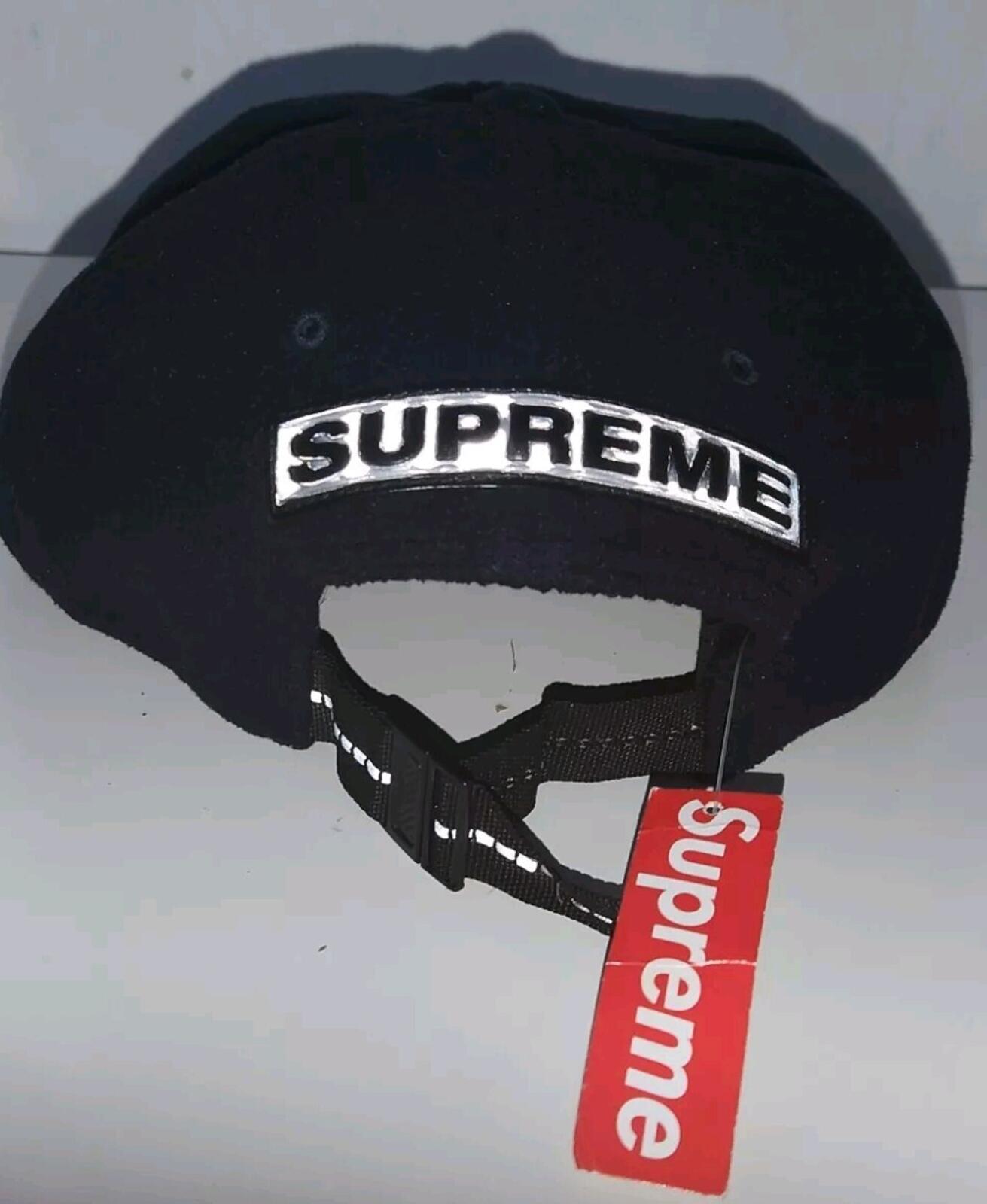FW16 Supreme Polartec Fleece 6-panel Navy hat cap Reflective patch New with tag