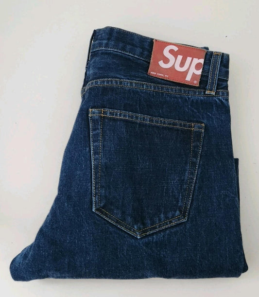 Supreme Denim Slim Jeans Größe 34 W34 L32 hergestellt in den USA, blaue Hose