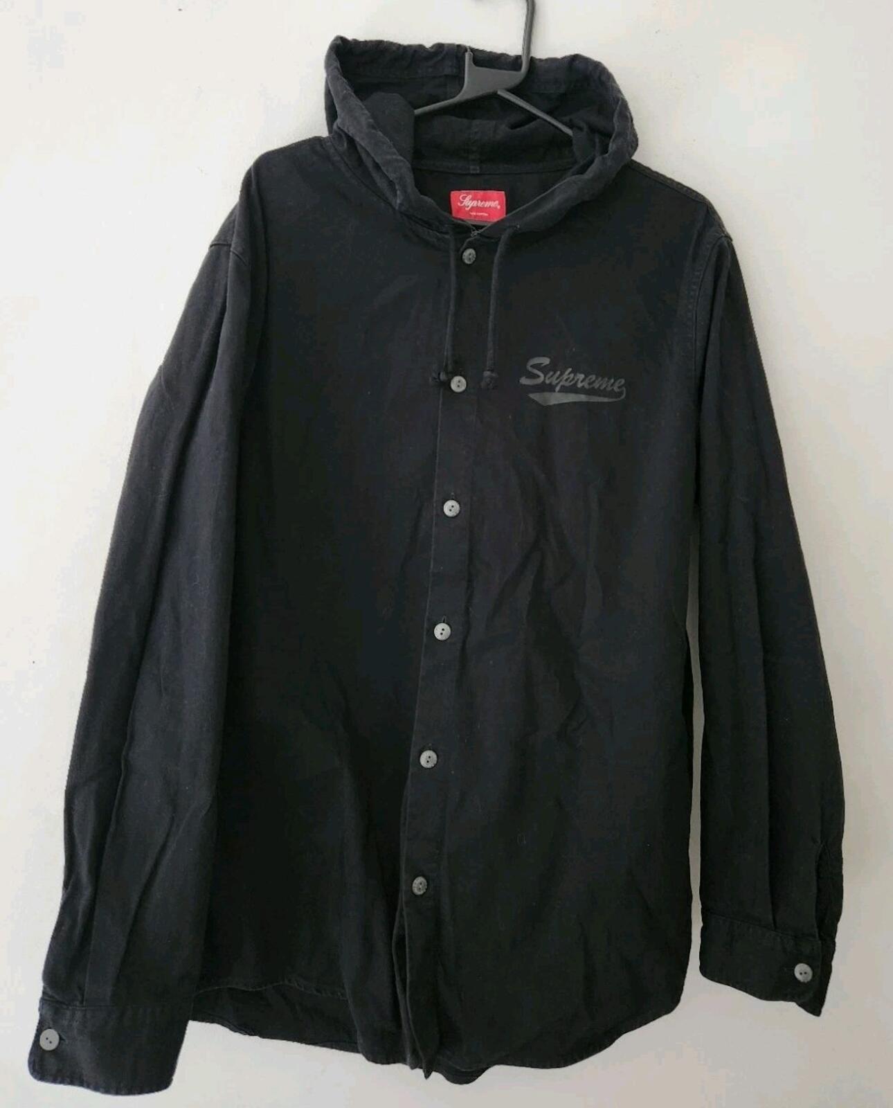 SS17 Supreme Hooded Denim Shirt Black Size XL