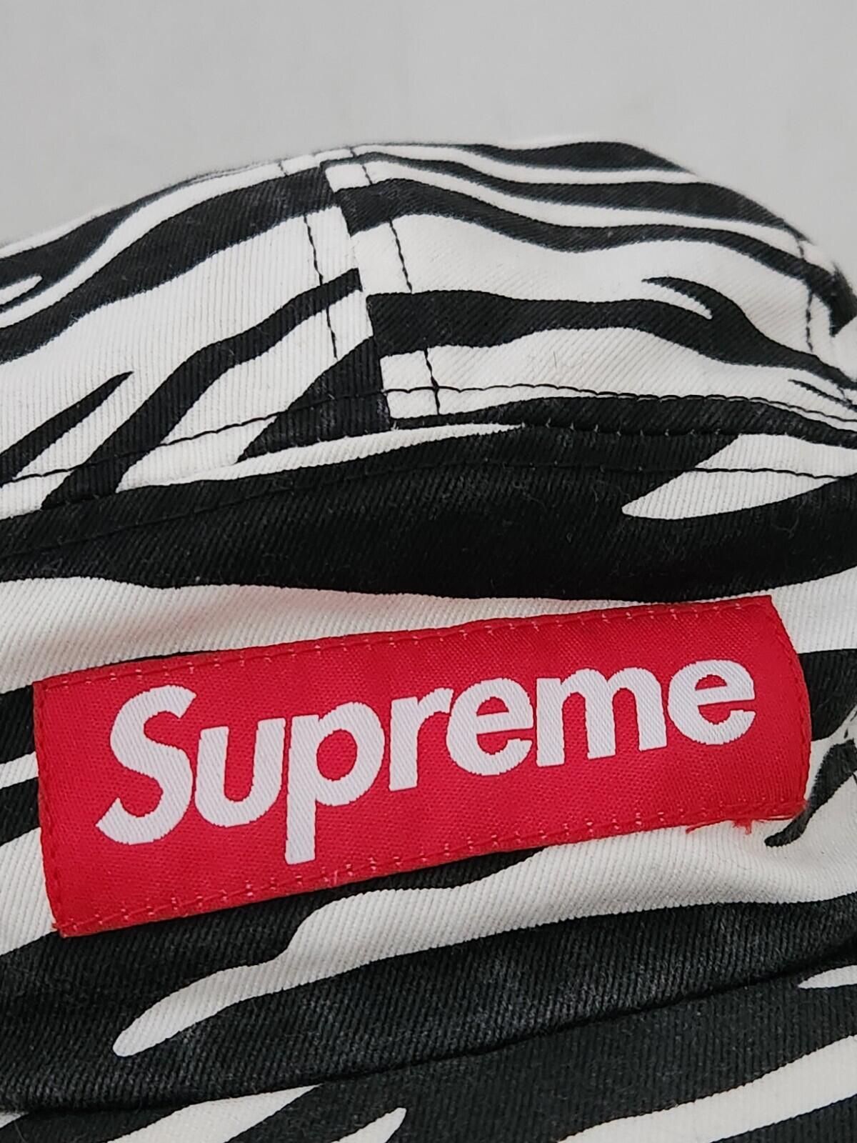 FW22 Supreme Washed Chino Twill Camp Cap Zebra Leather Strap Hat