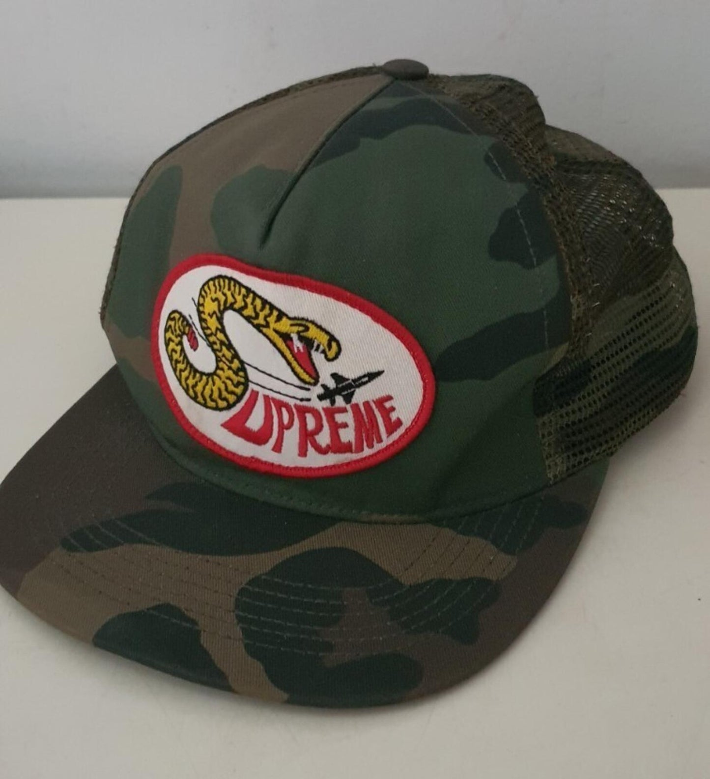 FW12 Supreme Sidewinder 5-panel Mesh Hat Woodland Camo Snake