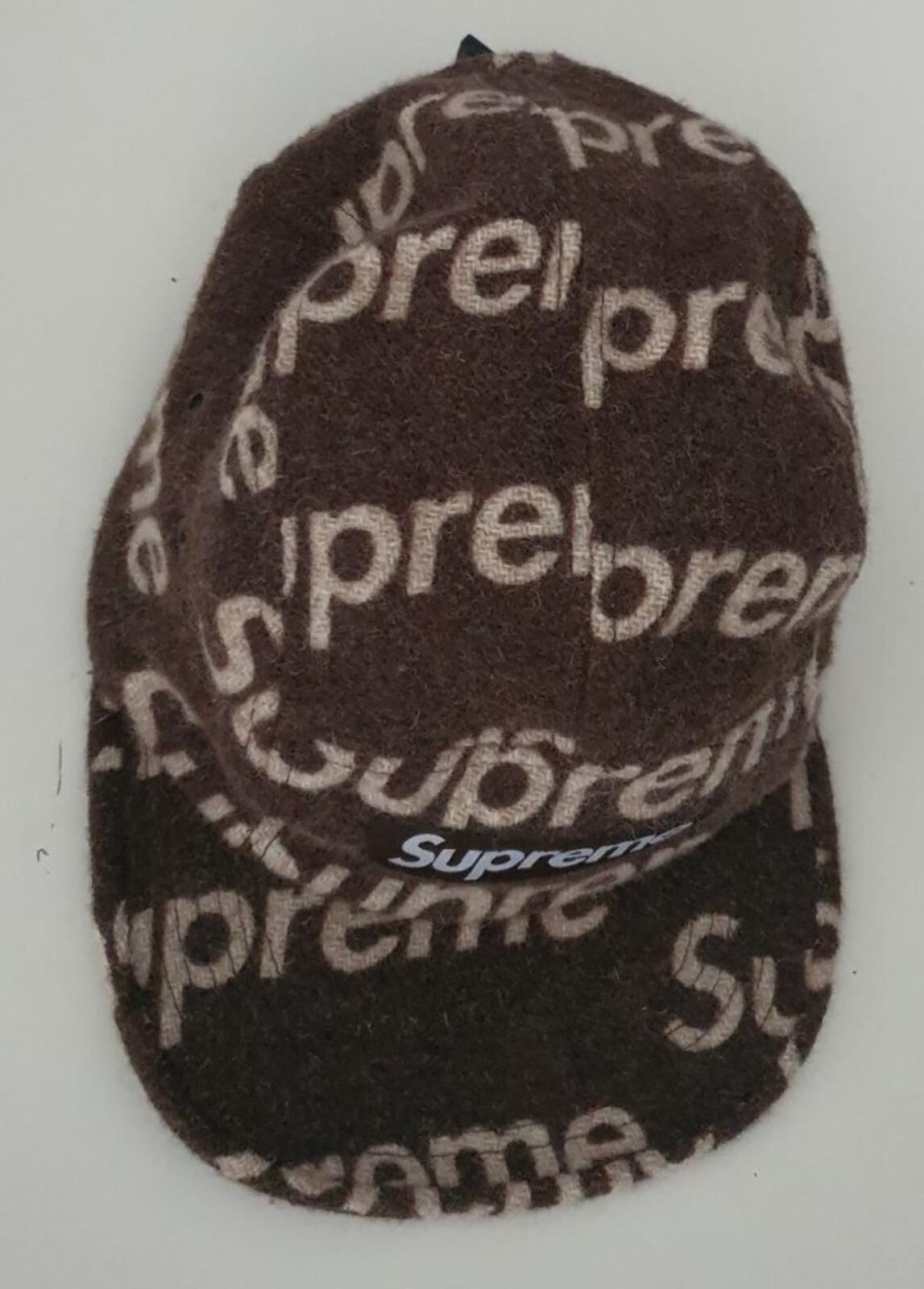 FW18 Supreme Harris Tweed camp cap Brown wool hat box logo