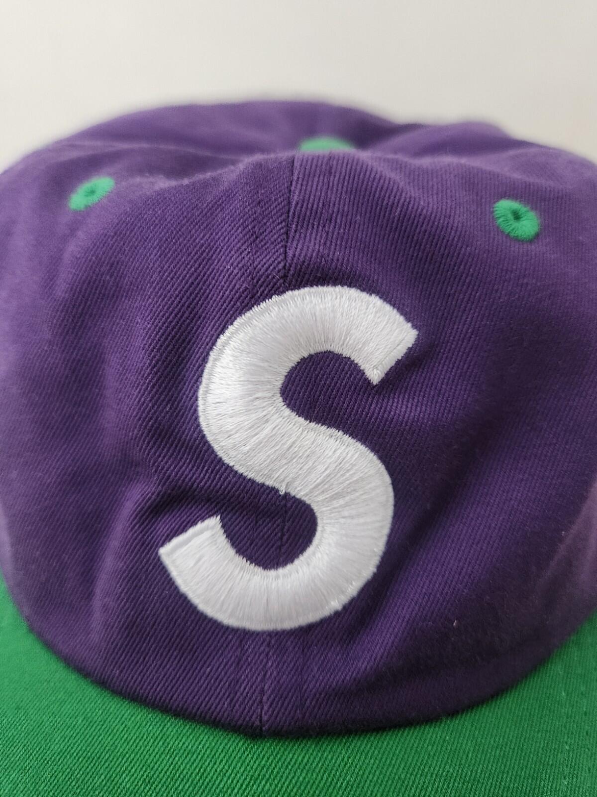 SS16 Supreme 2-Tone Washed S Logo 6-panel Cap Purple Green