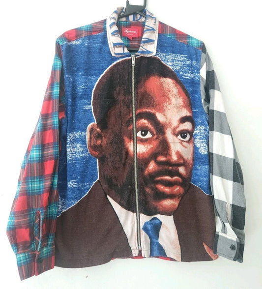 SS18 Supreme Camisa de Franela con Cremallera MLK Talla S Pequeña con Cremallera Martin Luther King Dream