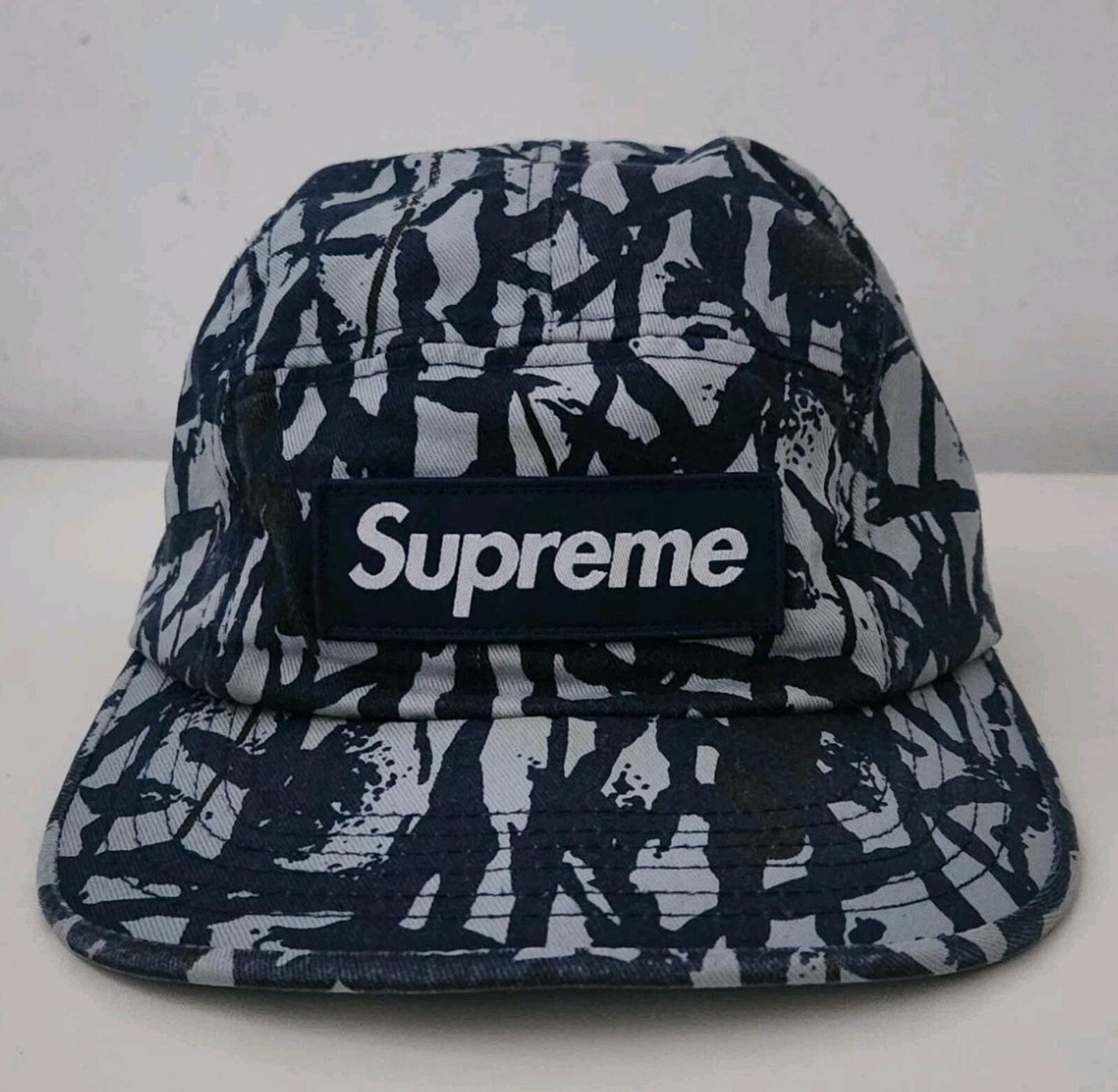 SS13 Supreme Reed Camo Camp Cap 2013 Vintage Hat Navy Box Logo Camo Camouflage