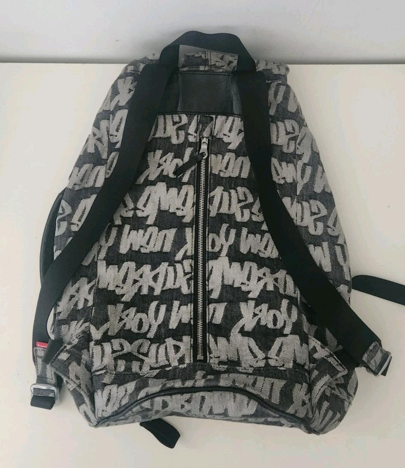 SS22 Supreme Fat Tip Jacquard Denim Backpack bag Black Rucksack