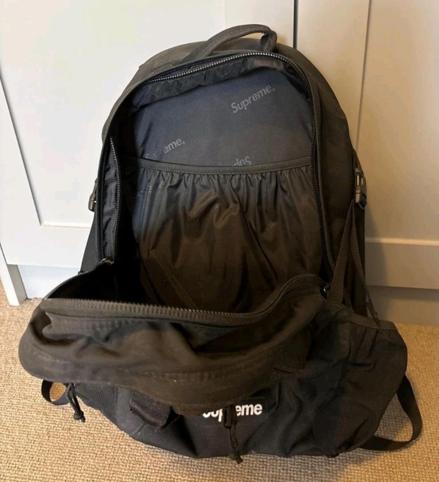 FW22 Supreme Backpack Black Water Resistant Bag