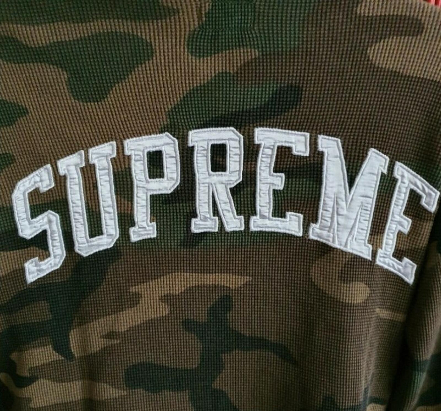 FW16 Supreme woodland camo hooded thermal waffle size M hoodie medium