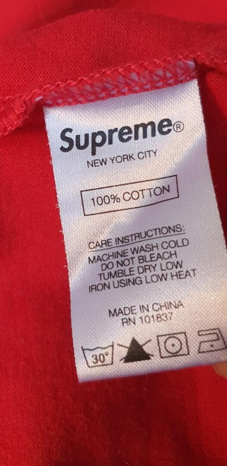 FW16 Supreme small box logo pique crewneck red size Large long sleeve top