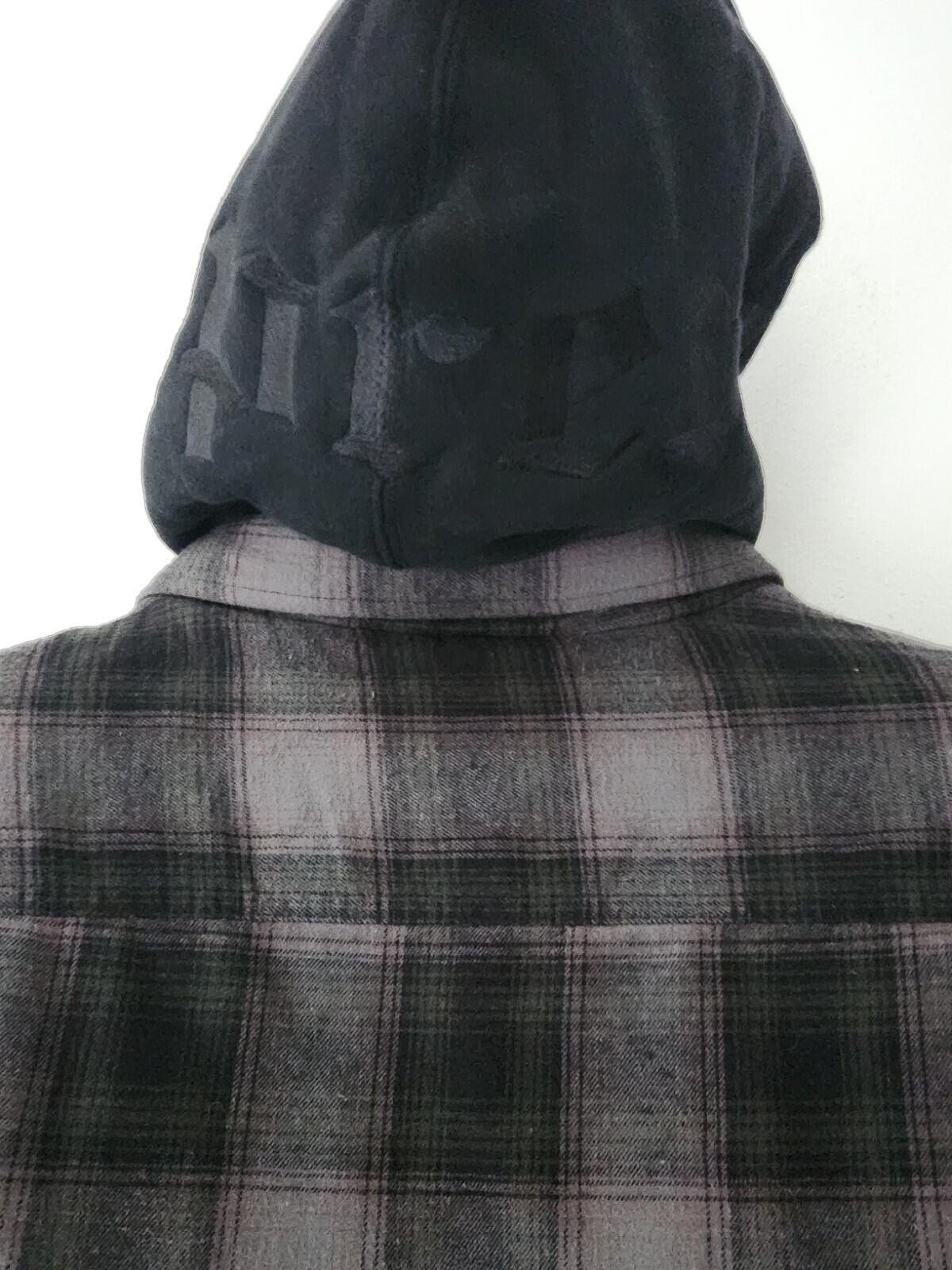 FW21 Supreme Hooded Flannel Zip Up Shirt Quilted Jacket Black Size L