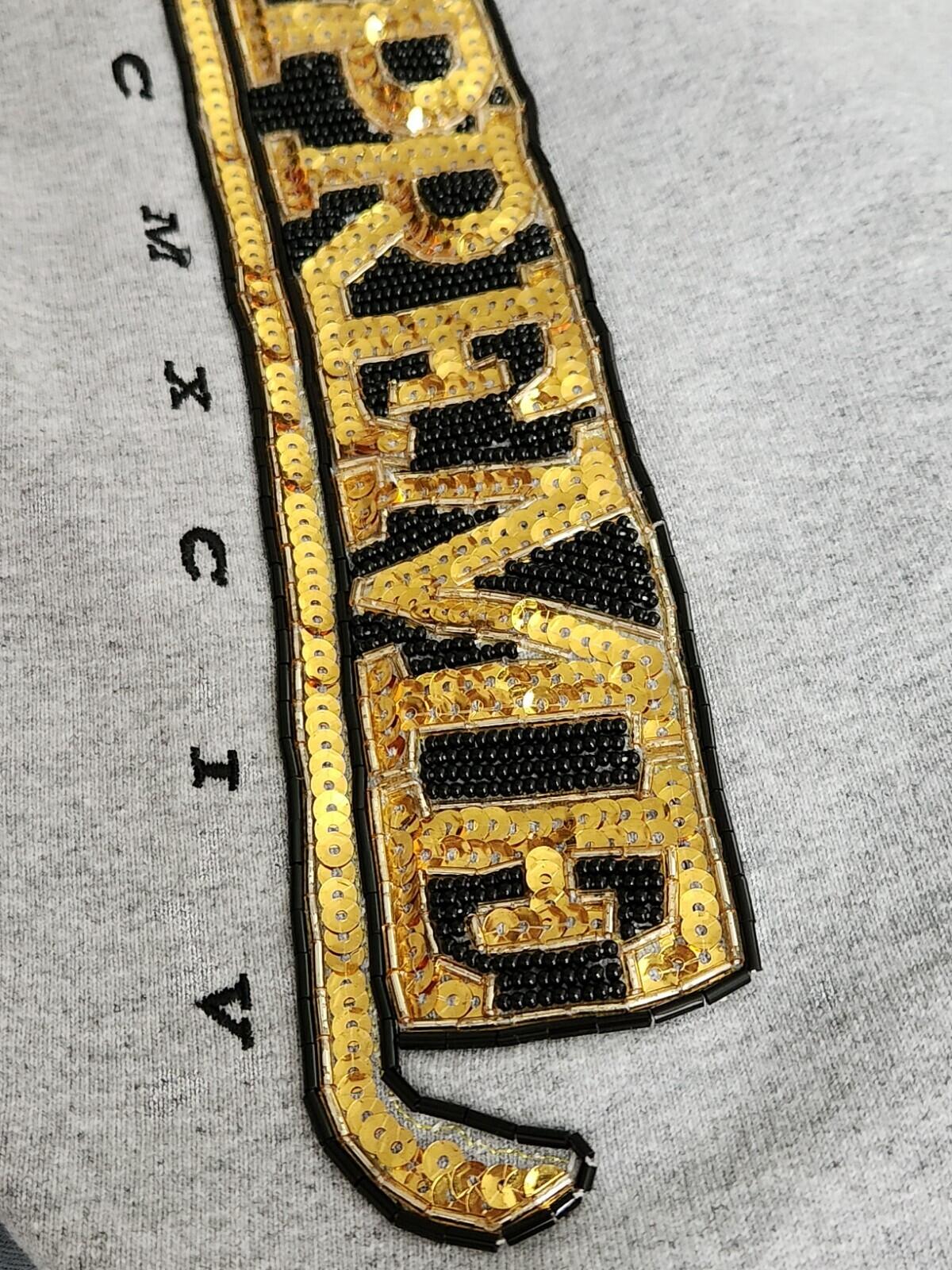 Sudadera con capucha FW19 Supreme Sequin Viper talla L, color gris jaspeado