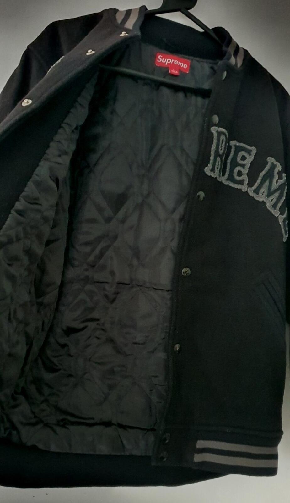 FW05 Supreme Empire State Wool Varsity Jacket Black Size L