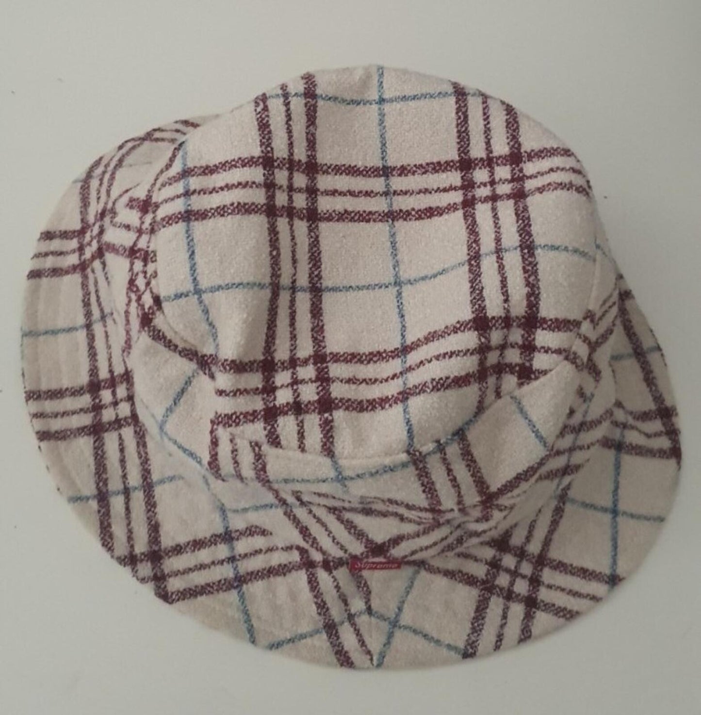 SS14 Supreme Loro Piana French Terry crusher S/M White Plaid Rare bucket hat New