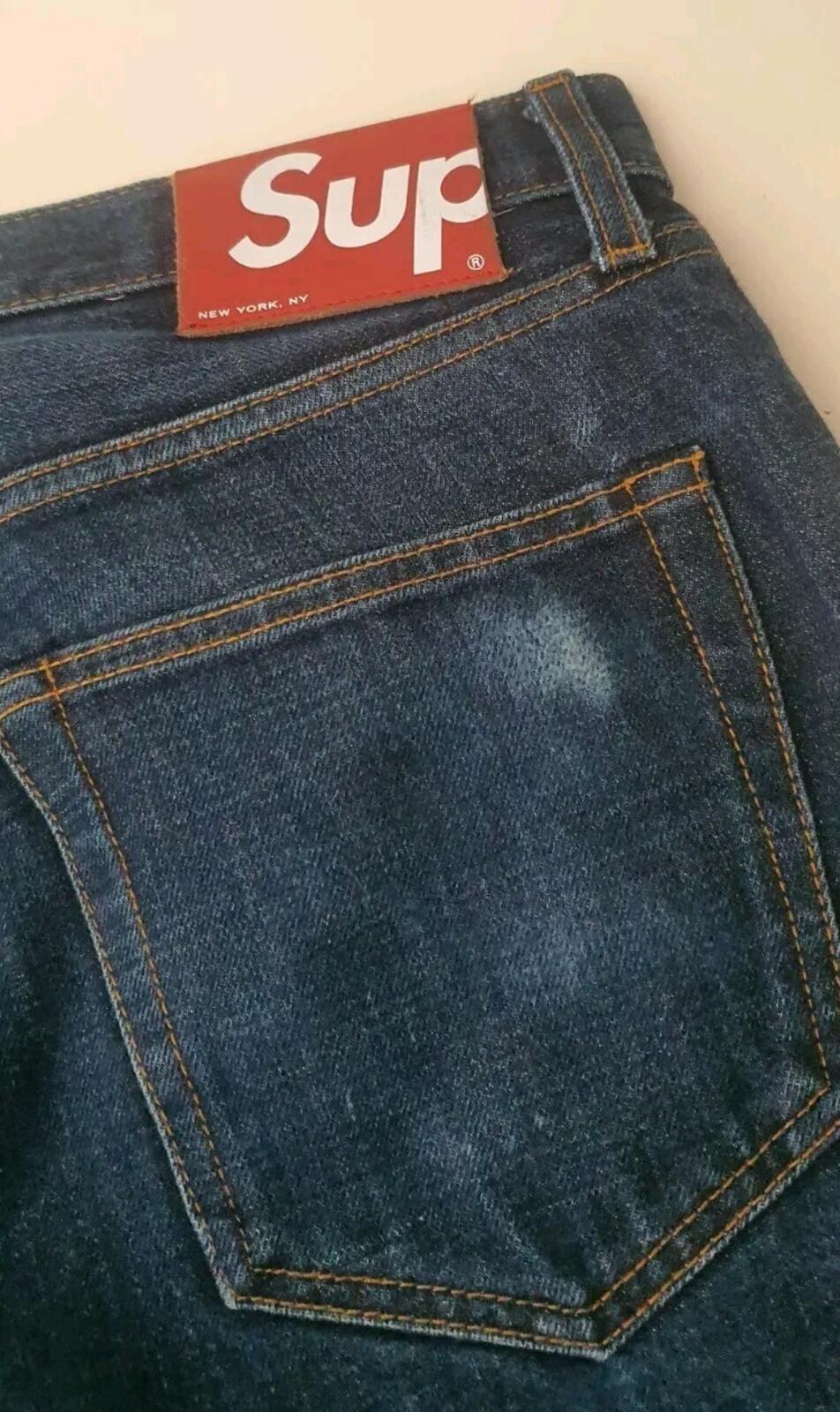 Supreme Denim Slim Jeans Blue Size 34 W34 L30 ALTERED