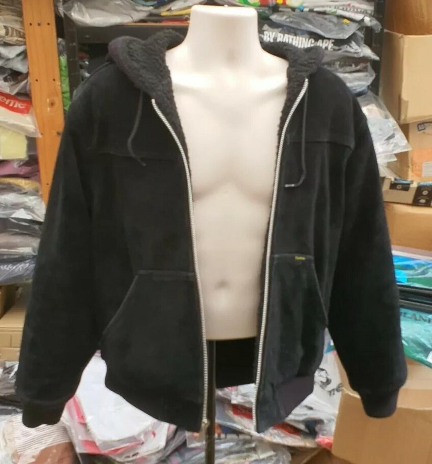 FW17 Supreme Hooded Suede Work Jacket Size M $588 Lambskin Leather