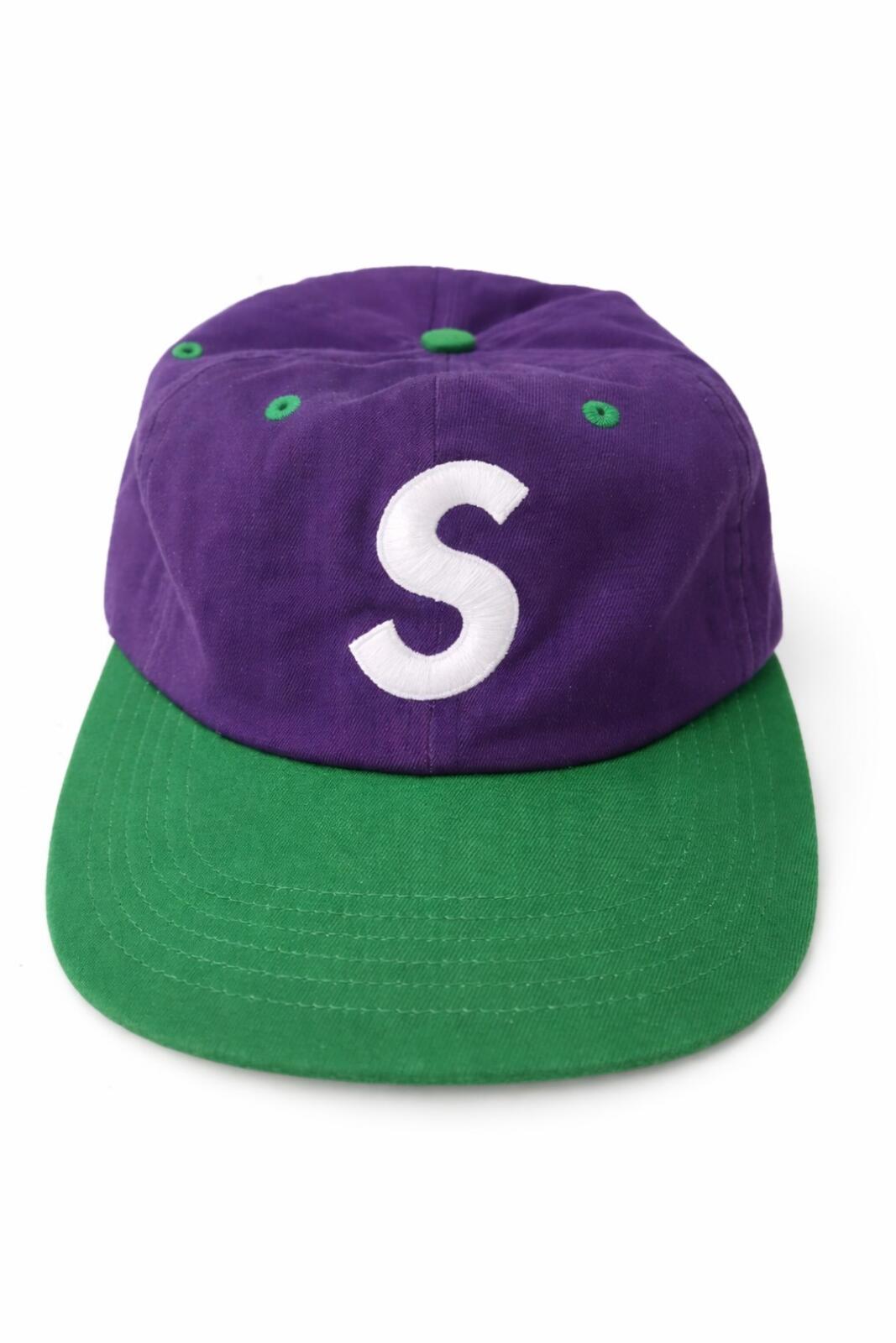 SS16 Supreme 2-Tone Washed S Logo 6-panel Cap Purple Green
